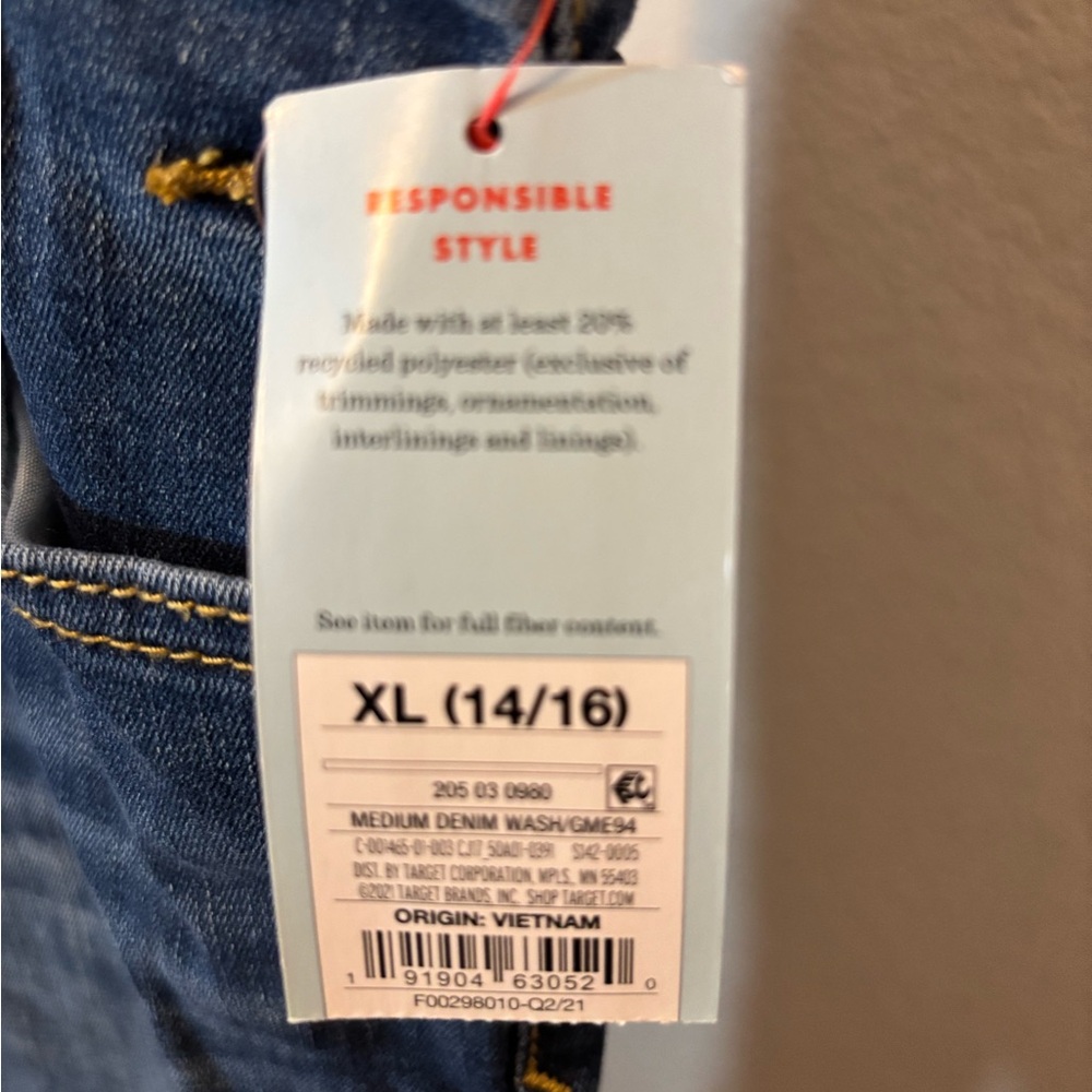 Cat & Jack Stretch Denim Classic Overalls Sz 14-16 New With Tags Girls - Picture 5 of 6